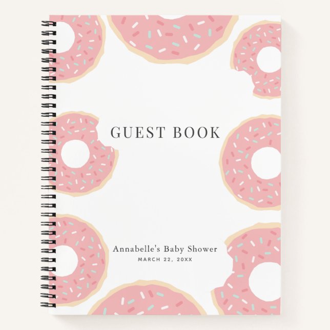 Pink Donut Babydusche Sprinkle Notizbuch (Vorderseite)