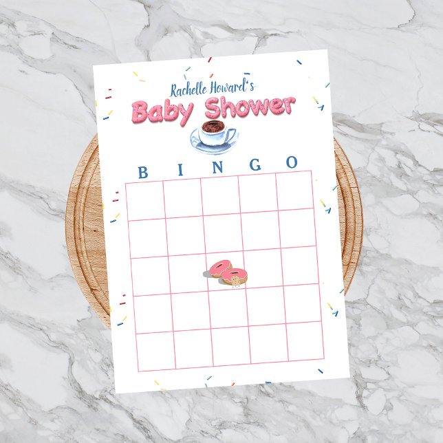 Pink Donut Babydusche Sprinklen Bingo Spiel Notizblock (Von Creator hochgeladen)