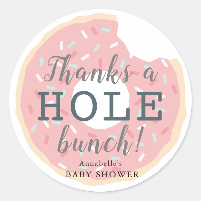Pink Donut Babydusche Vielen Dank Sticker (Vorderseite)