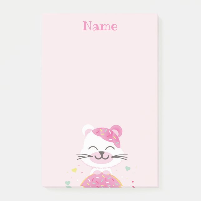 Pink Donut Bear Post it Notes Stationierung Post-it Klebezettel (Vorderseite)