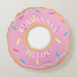 Pink Donut Chef, Cook or Baker Christmas Rundes Kissen