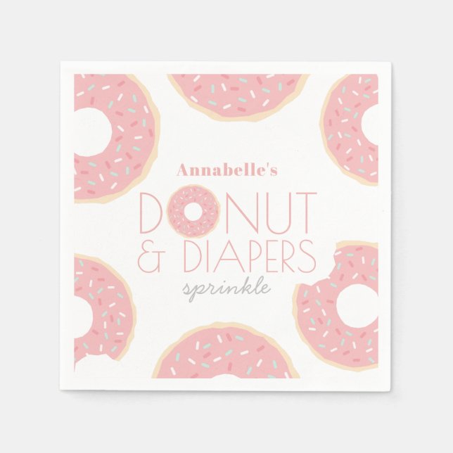 Pink Donut & Diapers Baby Sprinkle Girl Serviette (Vorderseite)
