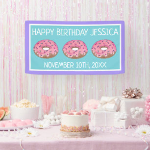 Pink Donut Doughnut Geburtstagsparty Frühstück Banner