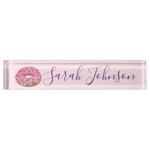 Pink Donut Doughnut Sprinkles Zuckerguss Feinschme Namensplakette