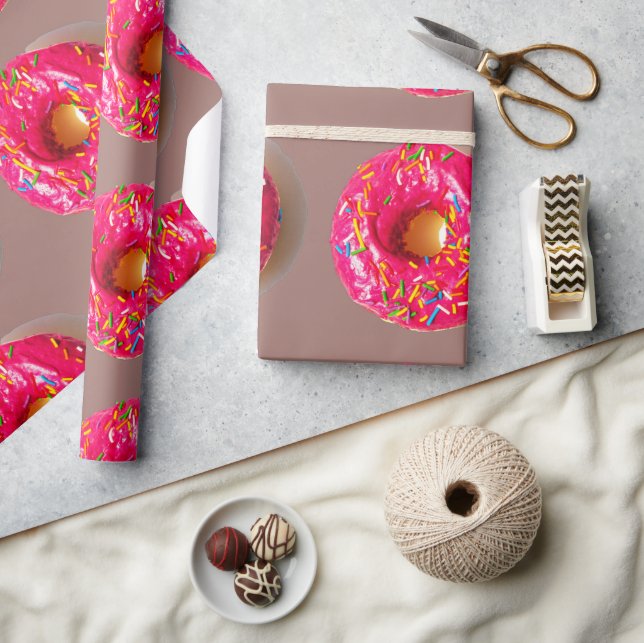 Pink Donut Matte Wrapping Paper Geschenkpapier (Basteln)