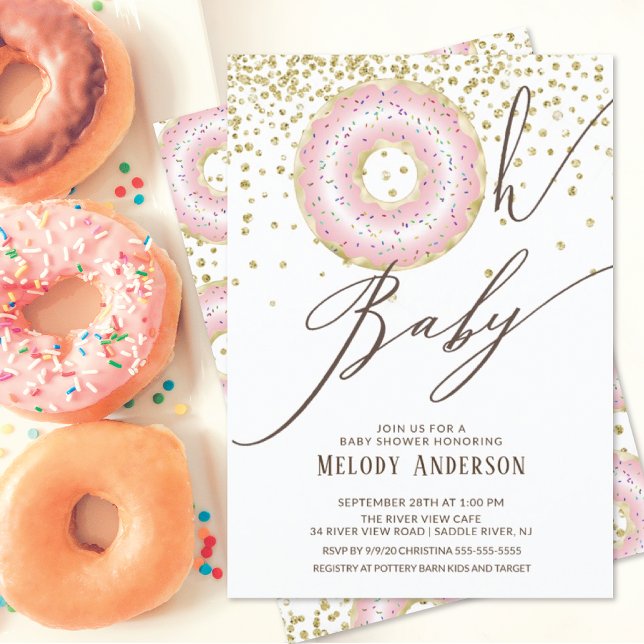 Pink Donut Oh Baby Girls Babydusche Einladung (Von Creator hochgeladen)