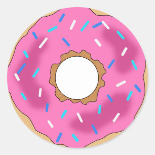 Pink Donut Round Stickers