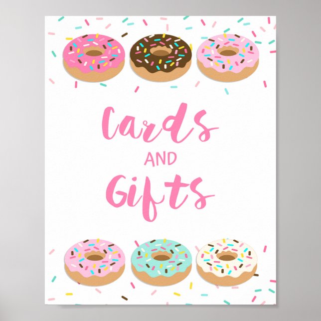 Pink Donut Sprinkle Karten und Geschenke Zeichen Poster (Vorne)