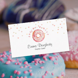 Pink Donut Sprinkle Watercolor Bakery Pastry Chef Visitenkarte