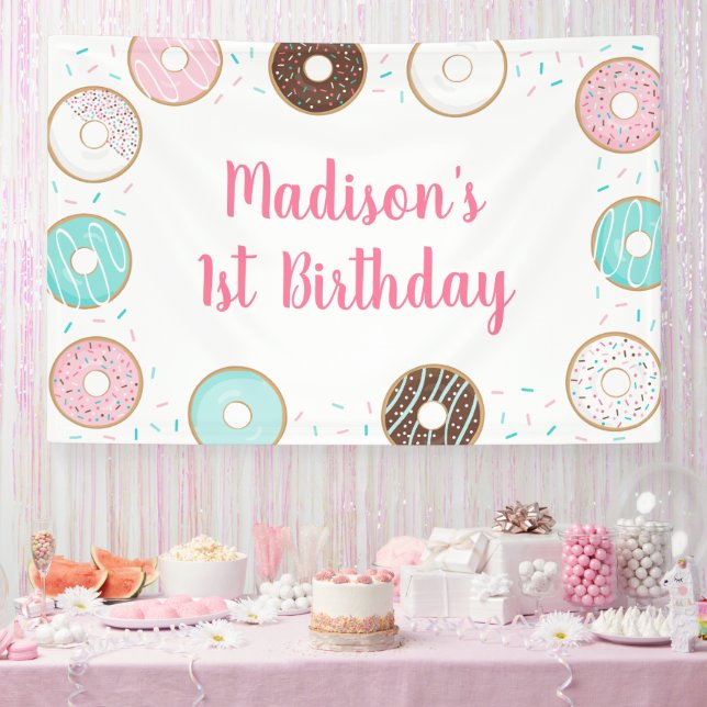 Pink Donut Sprinkles Geburtstag Banner (Party)