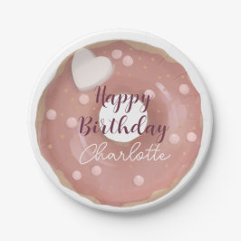 Pink Donut Sprinkles Happy Birthday Pappteller