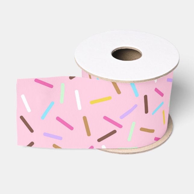 Pink Donut Sprinkles Print Ribbon Ripsband (Spule)