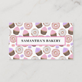 Pink Donuts Cupcakes Aquarell Bäckerei Visitenkarte