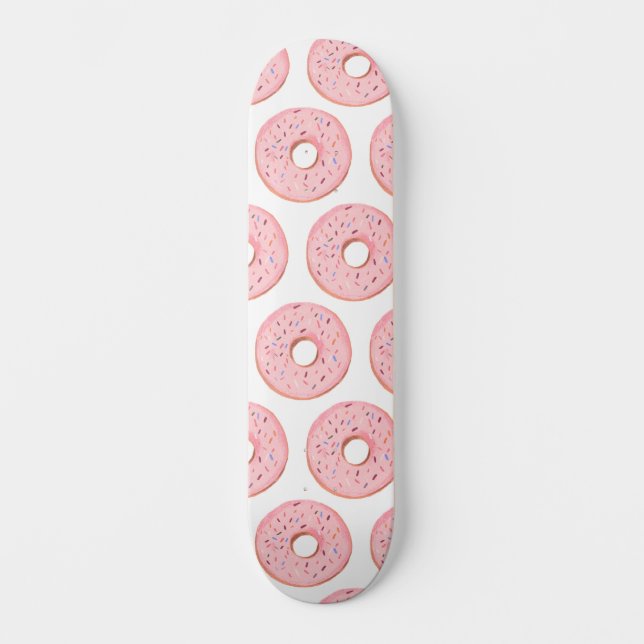 Pink Donuts Muster Skateboard (Vorderseite)