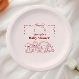 Pink Doodle Toys Bow Babydusche Pappteller