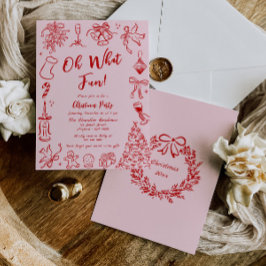 Pink Doodle Weihnachten Party Einladung Quirky Spa