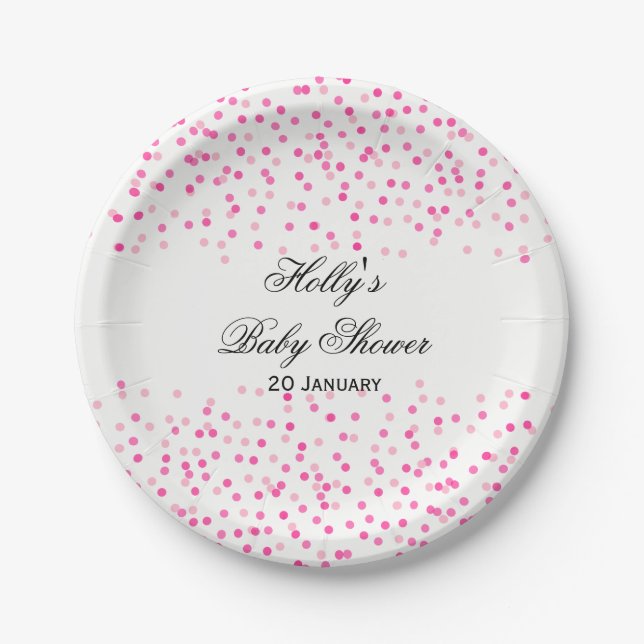 Pink Dot Baby Dusche Teller, Confetti Party Teller (Vorderseite)