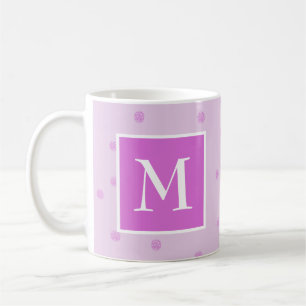 Pink Dot Pattern Girly Monogram Kaffeetasse