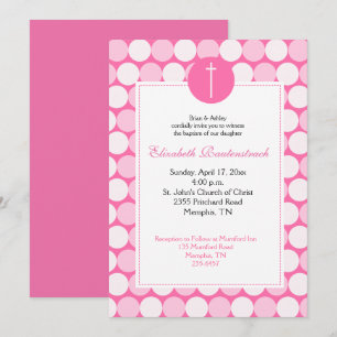 Pink Dot Photo moderne Baptême Invitation