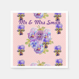 Pink Dot Shabby Chic Pansy Dekoration Serviette Na