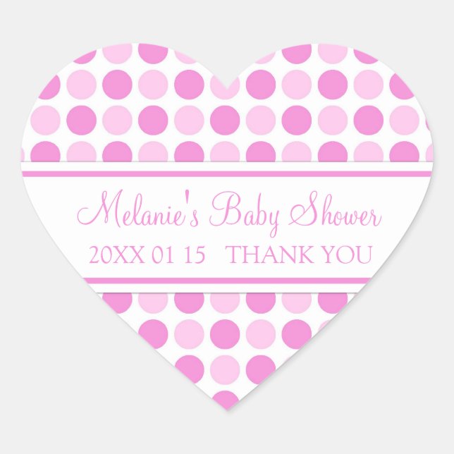 Pink Dots Baby Dusche Pflegeaufkleber Herz-Aufkleber (Vorderseite)