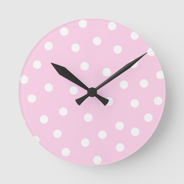 Pink Dots Clock Runde Wanduhr (Vorderseite)