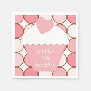 Pink Dots Cupcake Serviette