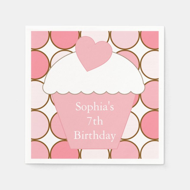 Pink Dots Cupcake Serviette (Vorderseite)