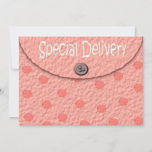 Pink Dots Envelope Girls Babydusche Einladungen (Vorderseite)