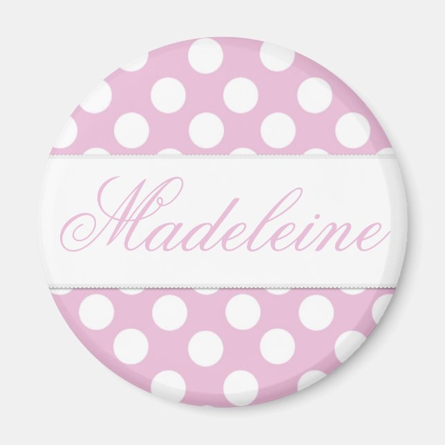 Pink Dotty Round Magnet (Vorne)