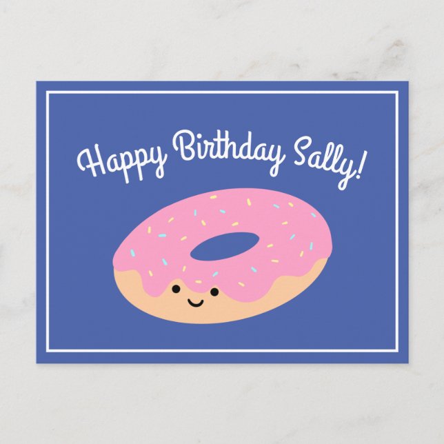 Pink Doughnut Birthday Postkarte (Vorderseite)