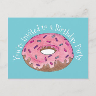 Pink Doughnut Donut Geburtstagsparty Einladung