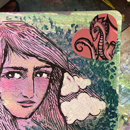Pink Dragon Art niedliche Drachen entwerfen Geek G Herz-Aufkleber