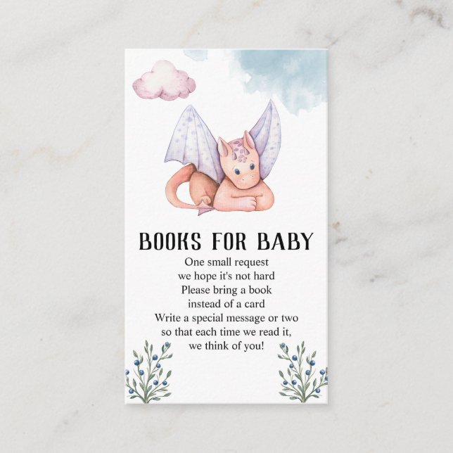 Pink Dragon Babydusche Bücher für Baby Begleitkarte (Vorderseite)