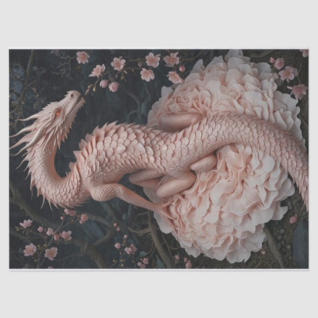 Pink Dragon Floral Garden Seidenpapier (Vorderseite)