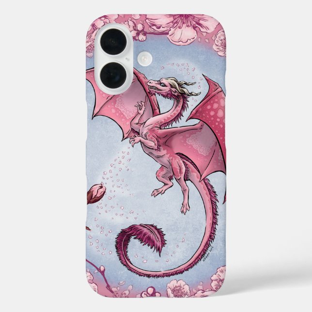 Pink Dragon of Spring Nature Fantasy Art iPhone 16 Hülle (Rückseite)