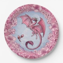 Pink Dragon of Spring Nature Fantasy Art
