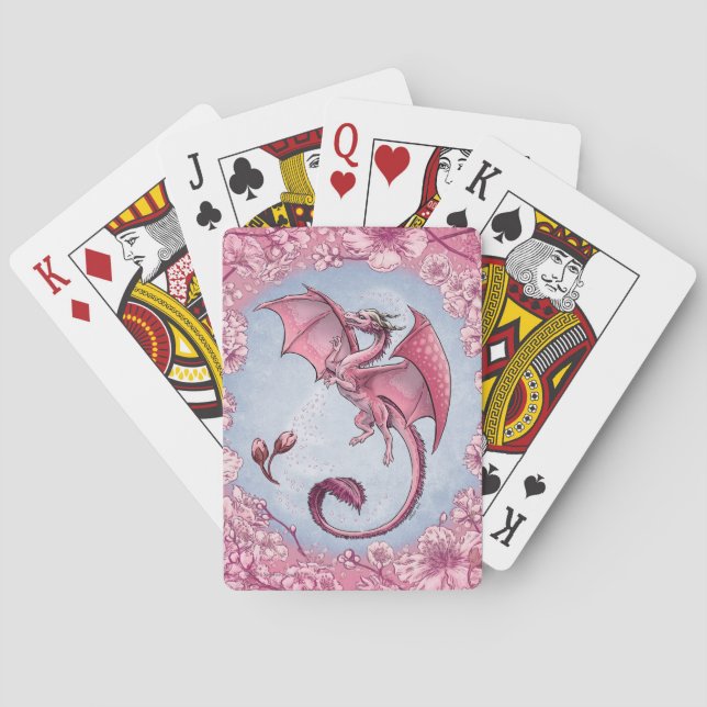 Pink Dragon of Spring Nature Fantasy Art Spielkarten (Rückseite)