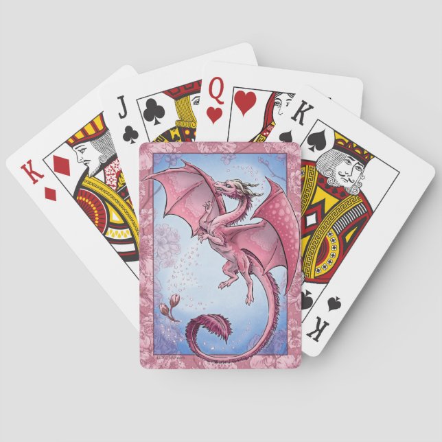 Pink Dragon of Spring Nature Fantasy Art Spielkarten (Rückseite)