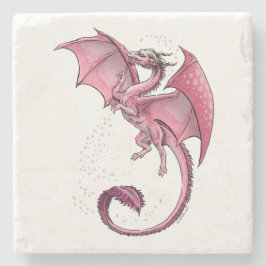 Pink Dragon of Spring Nature Fantasy Art Steinuntersetzer