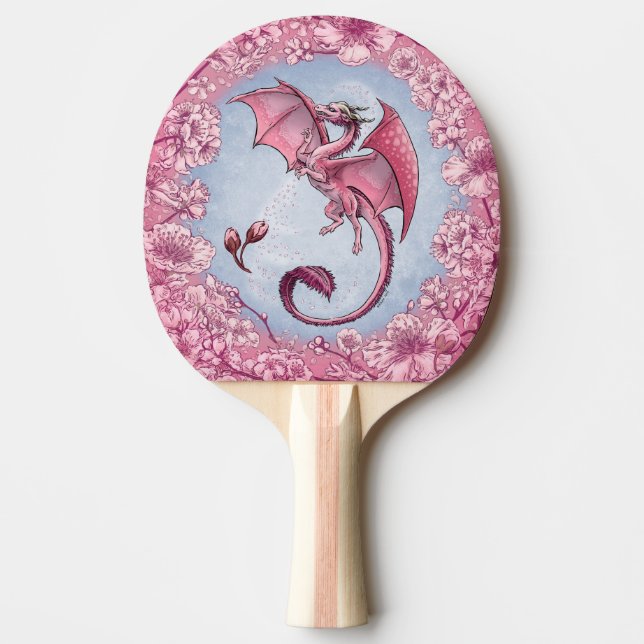 Pink Dragon of Spring Nature Fantasy Art Tischtennis Schläger (Vorderseite)