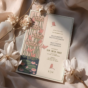 Pink Dragonfly Belle Epoque Art Nouveau Hochzeit Einladung