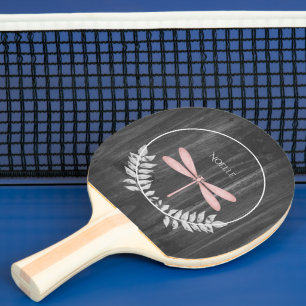 Pink Dragonfly Rustikales Ping Pong Paddle Tischtennis Schläger
