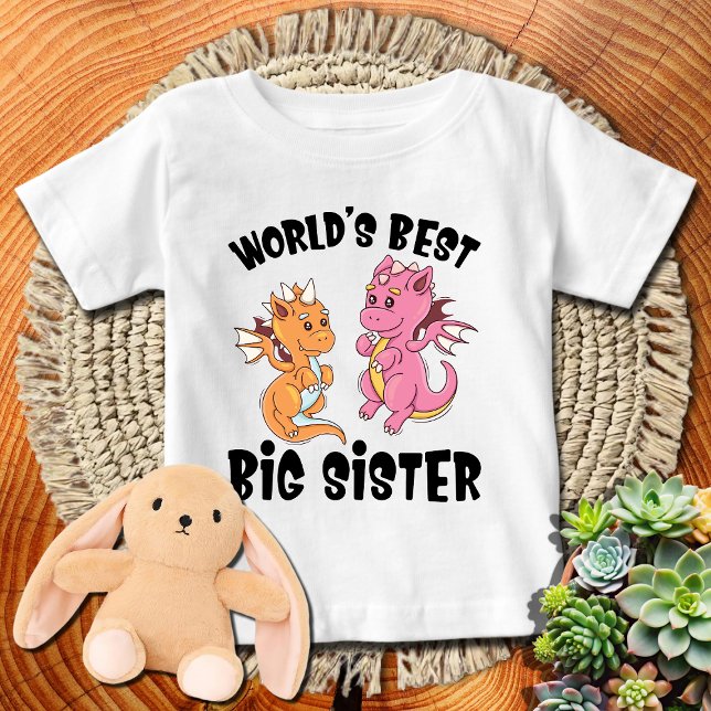 Pink Dragons World's Best Big Sister Baby T-shirt (Von Creator hochgeladen)
