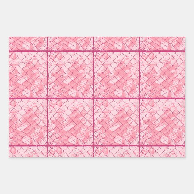 Pink-Drahtzaundesign Geschenkpapier Set (Vorderseite)