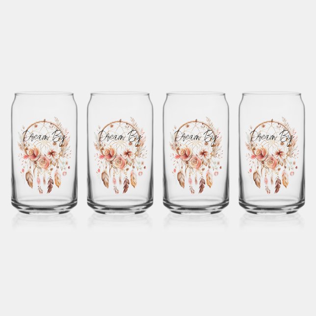 Pink Dream Catcher Boho Floral Dosenglas (Vorderseite)