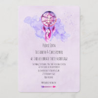 Pink Dreamcatcher Lila Wasserfarbenhochzeit Einlad