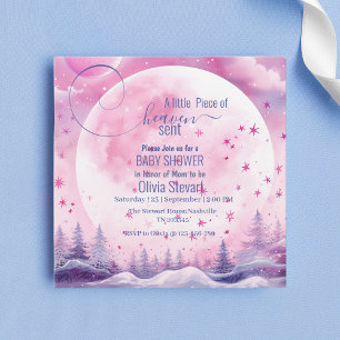 Pink Dreamy Heaven Sent Baby Dusche Einladung