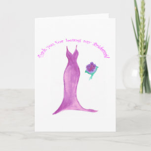 Pink Dress Danke, dass du meine Bridesmaid-Karte b Dankeskarte