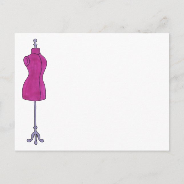 Pink Dressform Modedesign Nähen Mannequin Postkarte (Vorderseite)